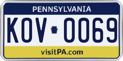 PA license plate KOV0069