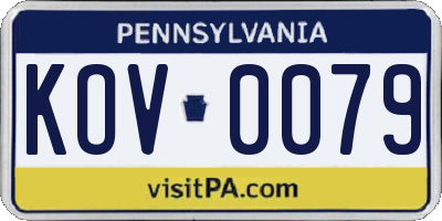 PA license plate KOV0079