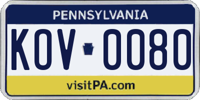 PA license plate KOV0080