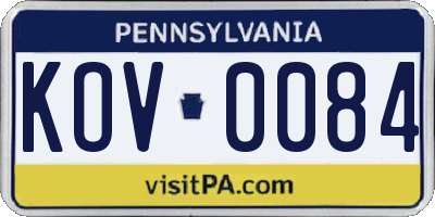 PA license plate KOV0084