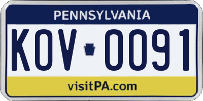 PA license plate KOV0091