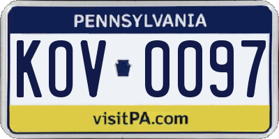 PA license plate KOV0097