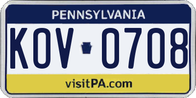 PA license plate KOV0708