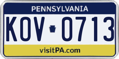 PA license plate KOV0713