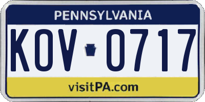 PA license plate KOV0717