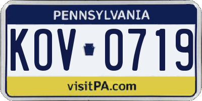 PA license plate KOV0719