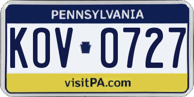 PA license plate KOV0727
