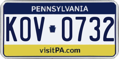 PA license plate KOV0732