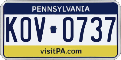 PA license plate KOV0737