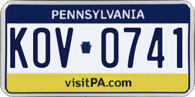 PA license plate KOV0741