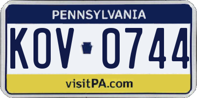 PA license plate KOV0744