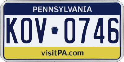 PA license plate KOV0746