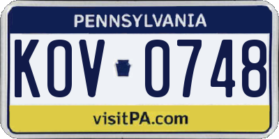 PA license plate KOV0748
