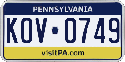 PA license plate KOV0749