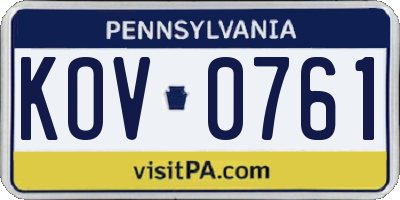 PA license plate KOV0761