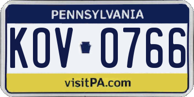 PA license plate KOV0766