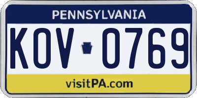 PA license plate KOV0769