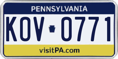 PA license plate KOV0771