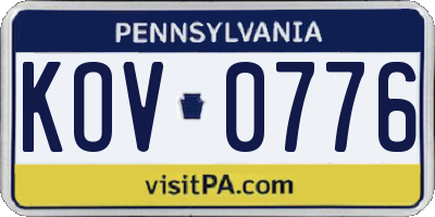 PA license plate KOV0776