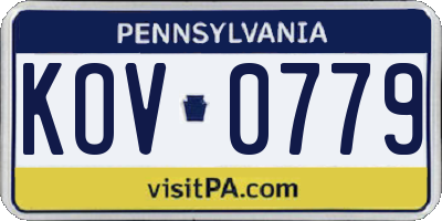 PA license plate KOV0779