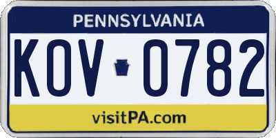 PA license plate KOV0782