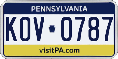 PA license plate KOV0787