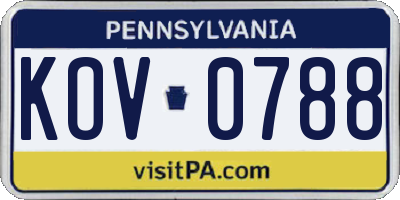 PA license plate KOV0788