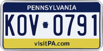 PA license plate KOV0791