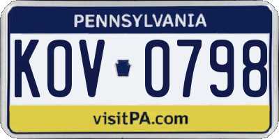 PA license plate KOV0798