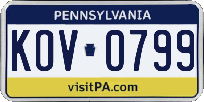 PA license plate KOV0799