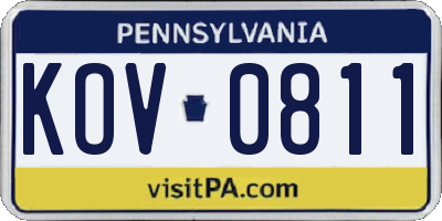 PA license plate KOV0811