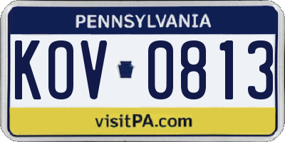 PA license plate KOV0813