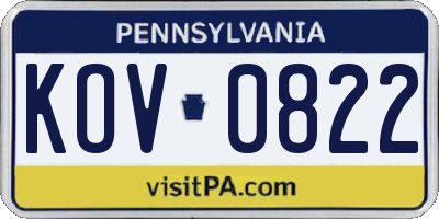 PA license plate KOV0822