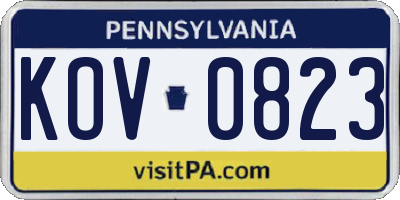 PA license plate KOV0823