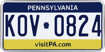 PA license plate KOV0824