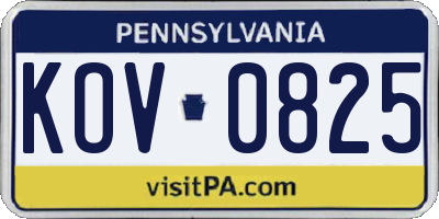PA license plate KOV0825