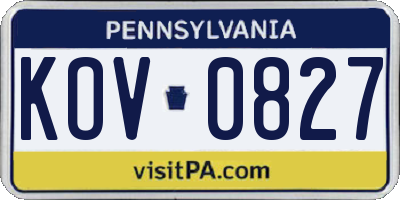 PA license plate KOV0827