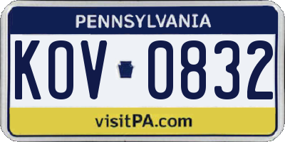 PA license plate KOV0832