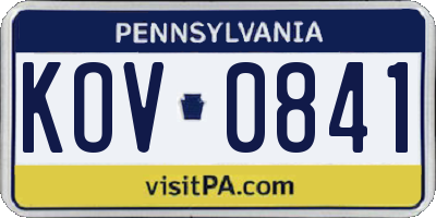 PA license plate KOV0841