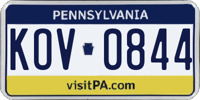 PA license plate KOV0844