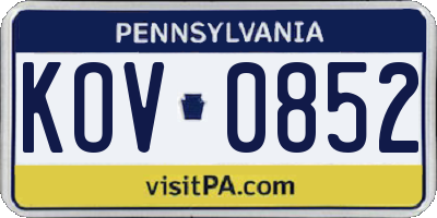 PA license plate KOV0852