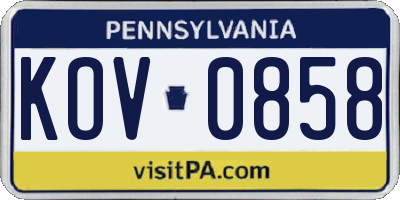 PA license plate KOV0858