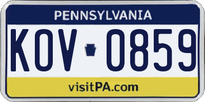 PA license plate KOV0859