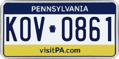 PA license plate KOV0861