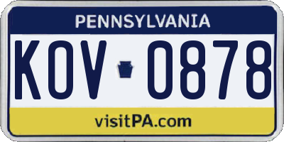 PA license plate KOV0878