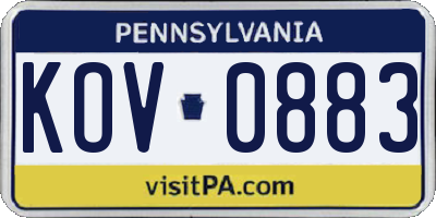 PA license plate KOV0883