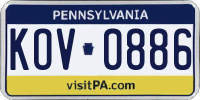 PA license plate KOV0886