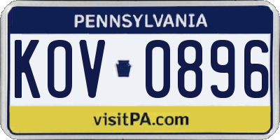 PA license plate KOV0896