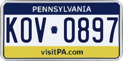 PA license plate KOV0897