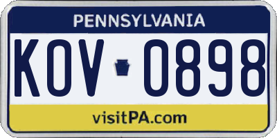 PA license plate KOV0898